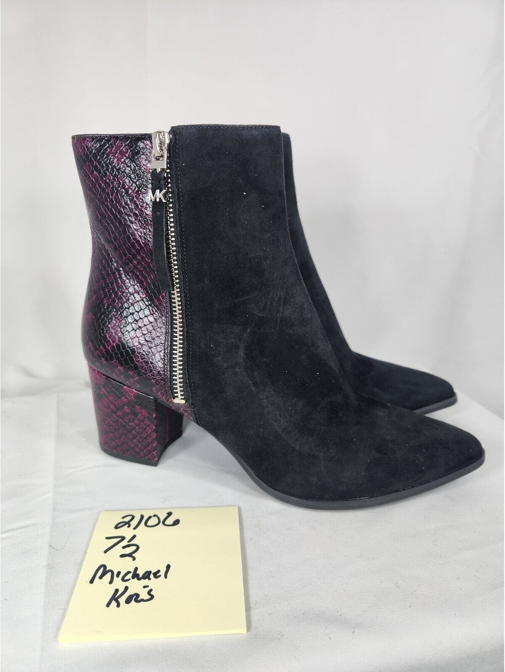 Michael Kors Suede & Purple Snakeskin Ankle Boots - New Without Tags 7.5